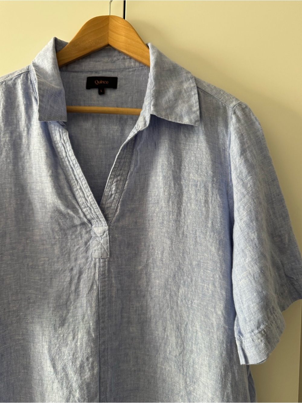 Quince European Linen Popover Mini Dress – French Blue - Picture 4 of 10